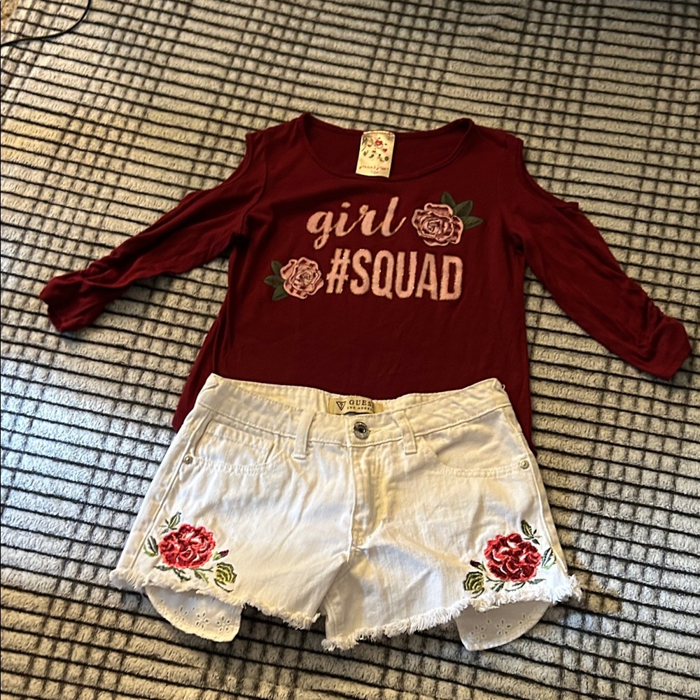 Guess Shorts & Floral Top ( Girls 12/14)